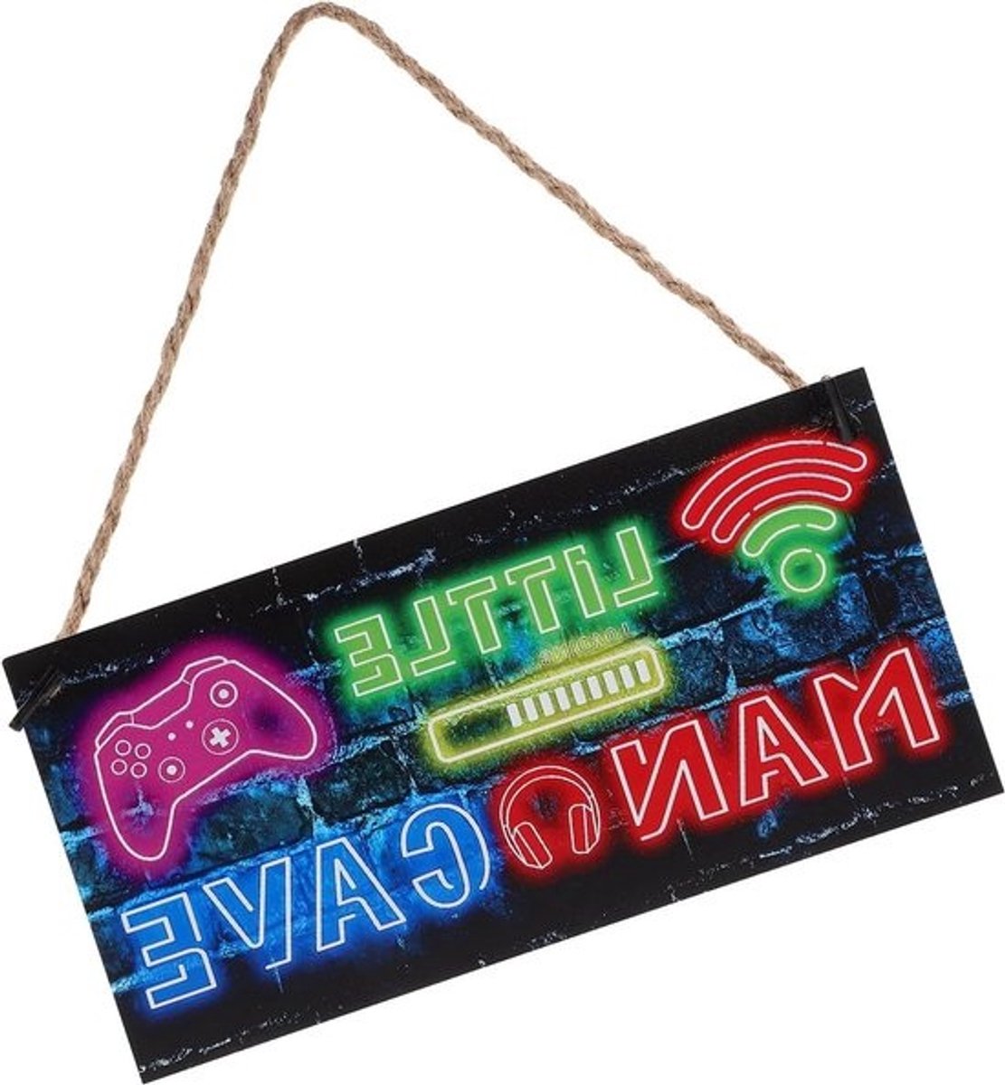 Houten Deurbord - Kamerdecoratie Bordje - Gamekamer Inrichten - Kindvriendelijk Hout - 25.4x12.7cm - Multicolor