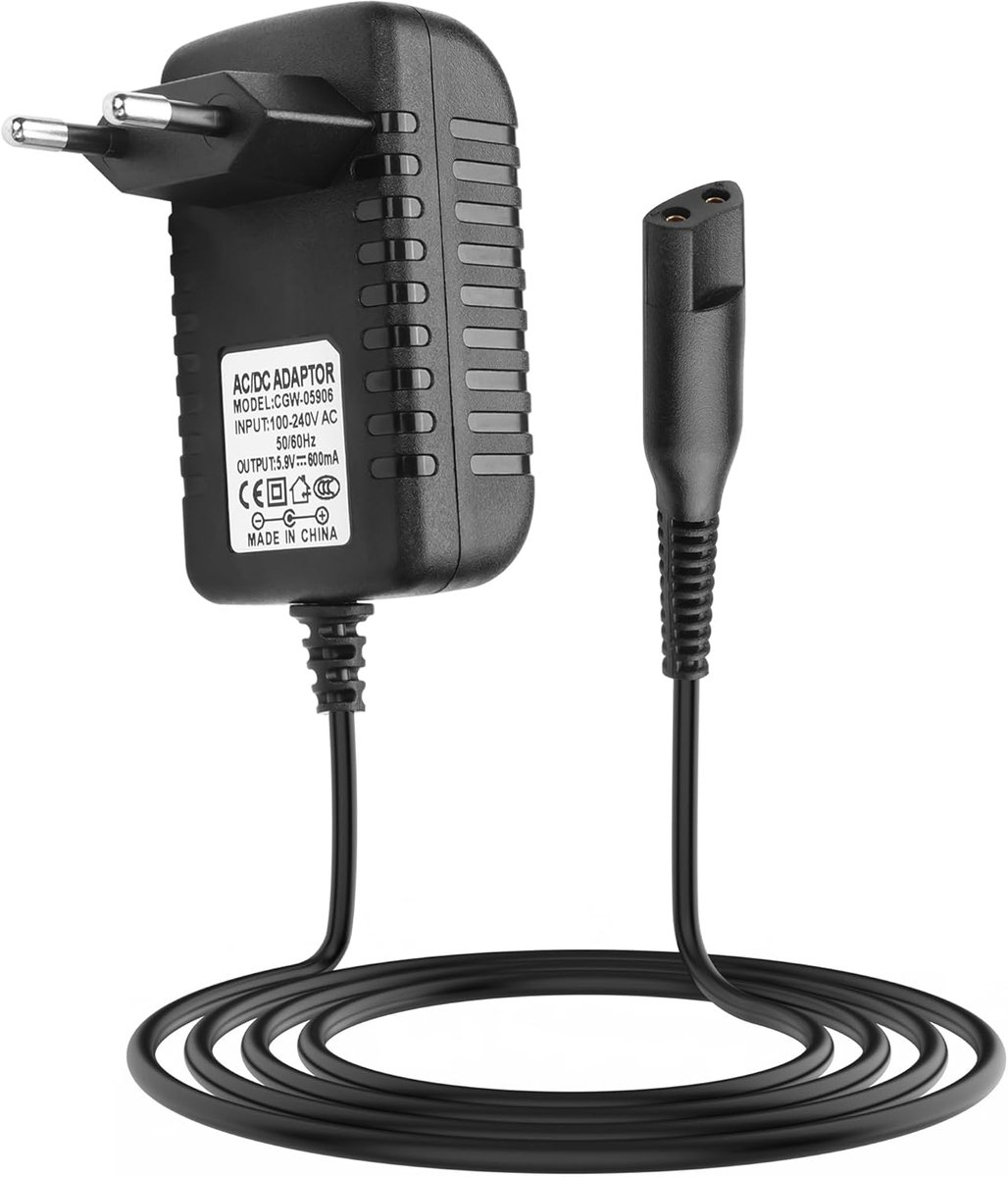 SnelShoppen - Oplaadkabel voor scheerapparaat 5.9V vervangend voor Braun HC5090 HC5050 HC5030 140S-1 150S-1 530s-4 130 140 150 zwart EU-stekker