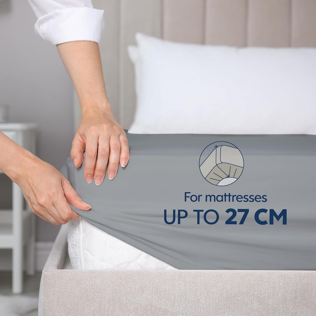 SnelShoppen - Premium Fitted Sheet 160 x 200 cm, Jersey Katoen, Geschikt voor Matras tot 27 cm, Oeko-Tex Gecertificeerd, Anthraciet, Luxe Comfort