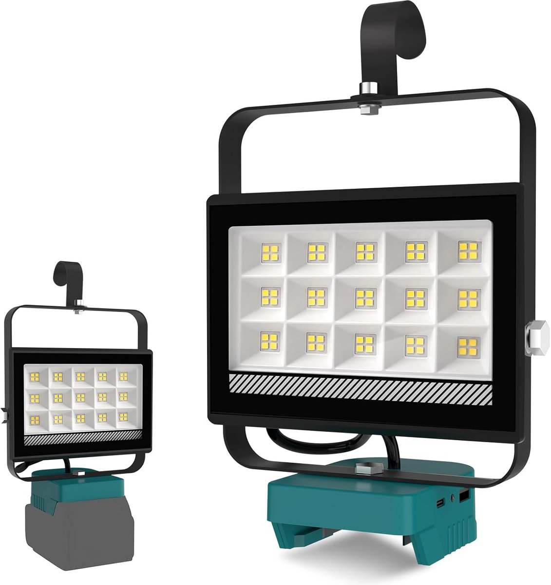 SnelShoppen - Draagbare 60W LED Bouwlamp met 4500 Lumen, Oplaadbare Werklicht voor Camping, Car Repair, USB & Type-C Aansluiting, 2 Helderheidsstanden