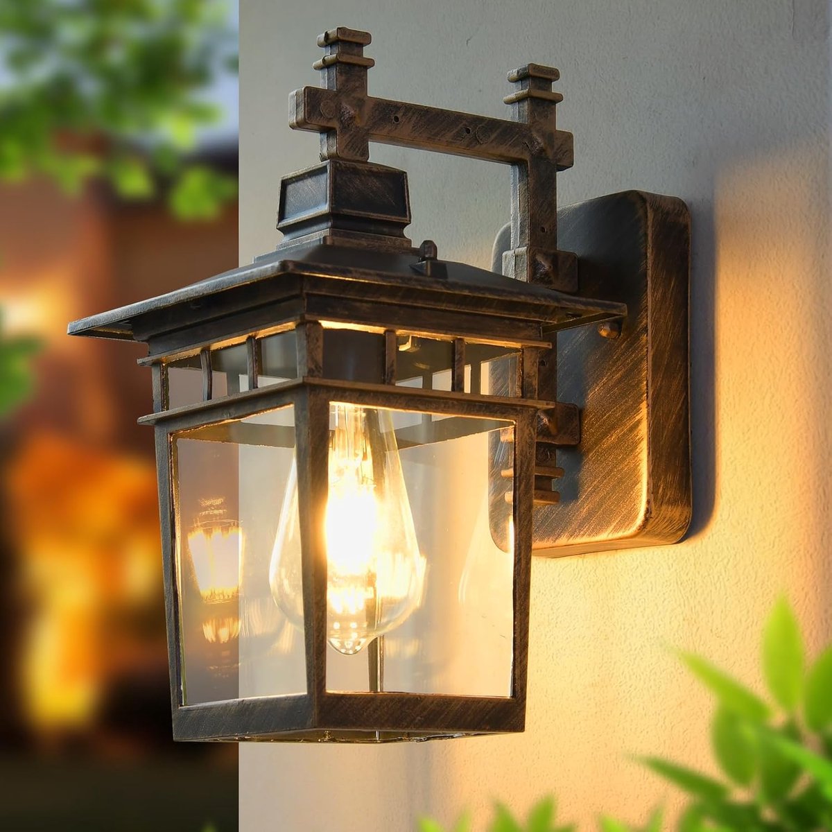 SnelShoppen - Vintage Outdoor Wall Light met Duidelijk Glas - IP44 Waterdichte Buitenlamp van Aluminium - Bronzen Balkonlamp voor Tuin, Patio en Veran