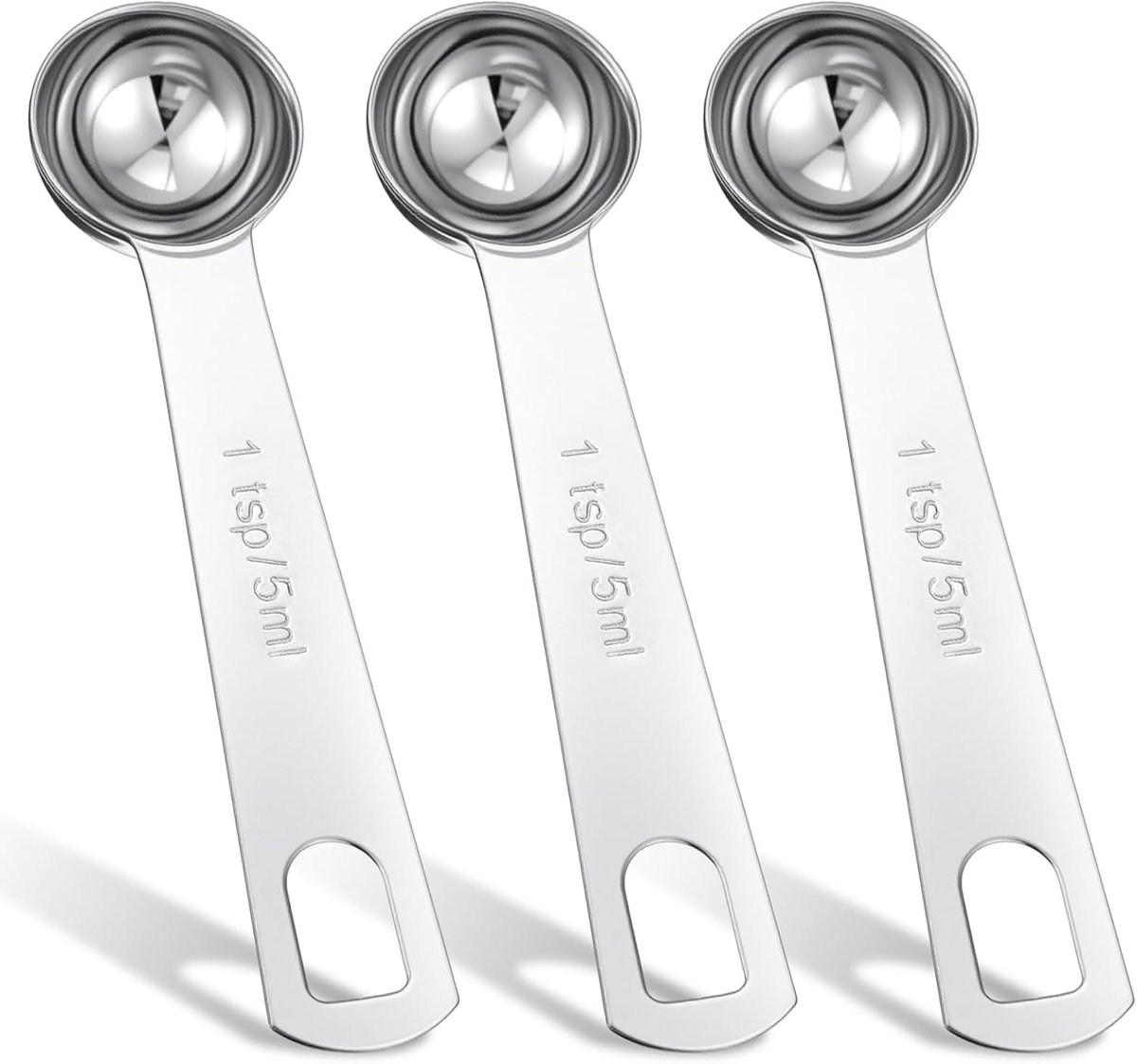 Thijox - 3 Stuks 5ml Roestvrij Stalen Theelepels Maatlepels - Duurzaam en Veilig voor Koffie, Koken en Bakken - Ideaal voor Keuken en Feestjes