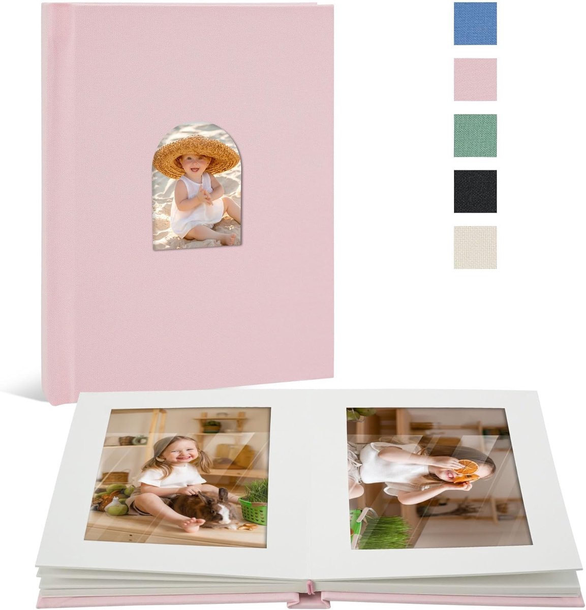 SnelShoppen - Premium Fotoalbum 4x6 Inch voor 30 Foto's - Luxe Linnen Kaft - Roze - Ideaal voor Honeymoon, Feest, Herinneringen Vastleggen