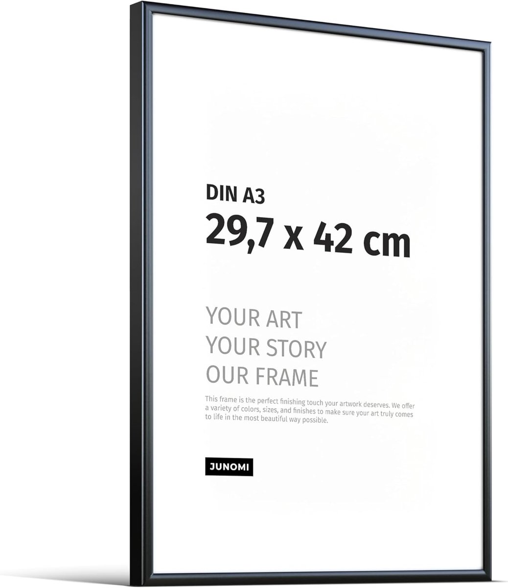 SnelShoppen - A3 Fotolijst - Mat Zwart Aluminium - Schokbestendig Acrylglas - Extra Dun Profiel - Wanddecoratie voor Foto's, Posters en Kunstwerken -