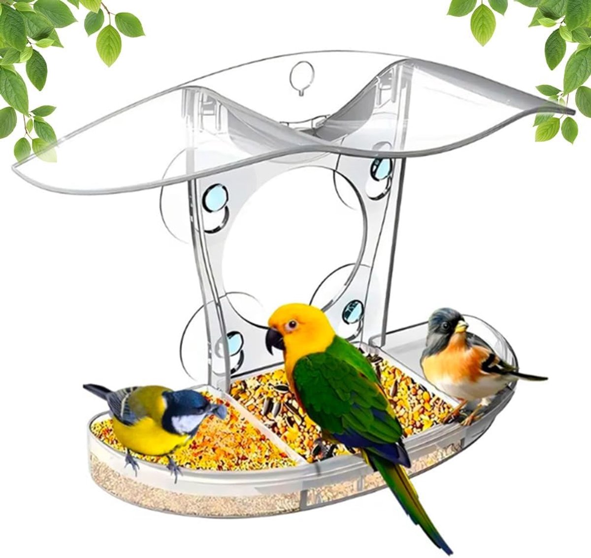SnelShoppen - Window Bird Feeder Huis - Transparante Venster Voederhuis voor Vogels - Duurzaam Acryl, 3 Maten, Ideaal voor Tuin en Balkon