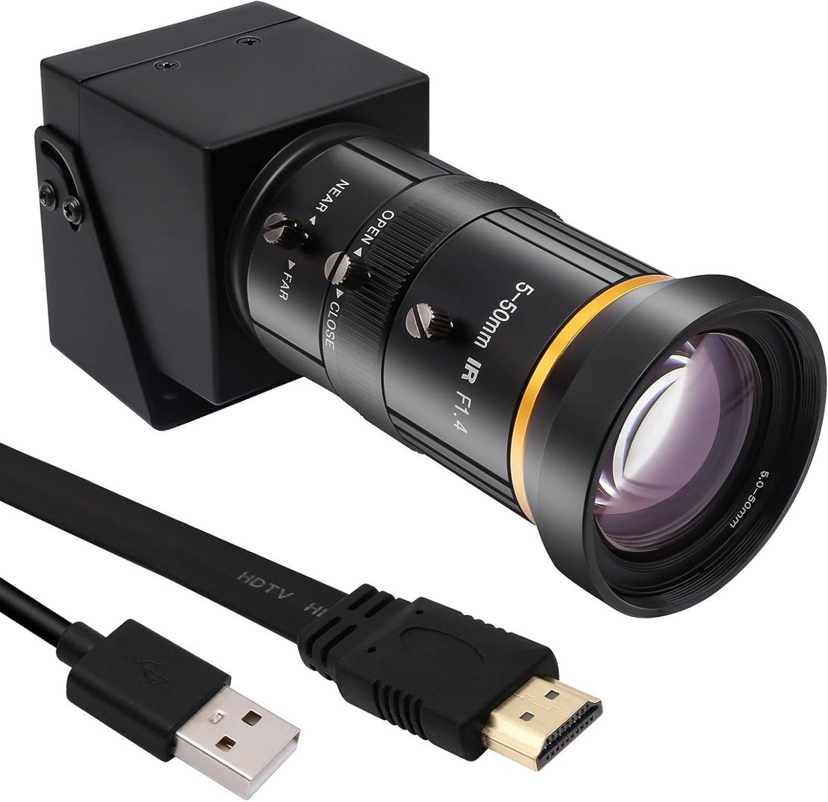 SnelShoppen - 4K Webcam met H.264/H.265, USB HDMI Dual Output, 10X Optische Zoom, 5-50mm Telelens, Ideaal voor Streaming en Video-opnames, Ultra HD Kw