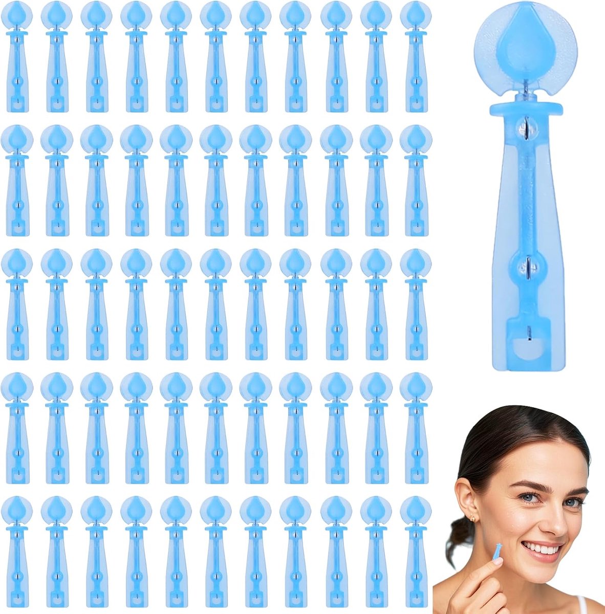 SnelShoppen - Pack van 150 Wegwerp Blackhead Blemish Remover Tools - Professionele Acne Pimple Verwijderaar - Hoogwaardige Plastic Comedone Verwijderi