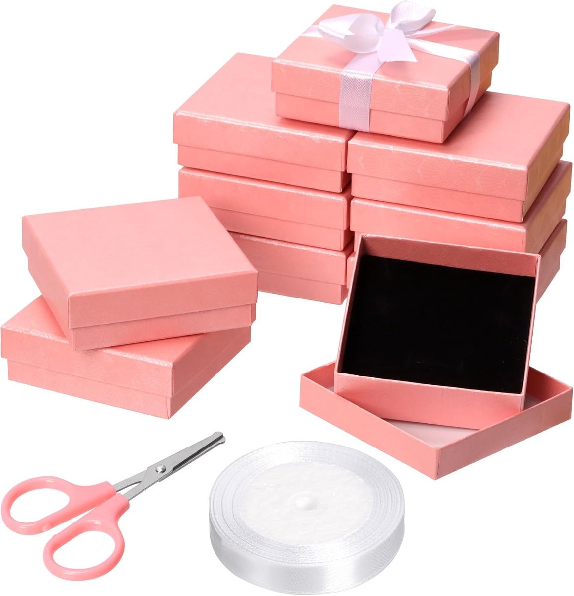 SnelShoppen - 12-delige Roze Fan-vormige Sieraden Dozen Set voor Ringen en Oorbellen - Perfect voor Feesten, Verjaardagen, Kerst, Valentijnsdag en Moe