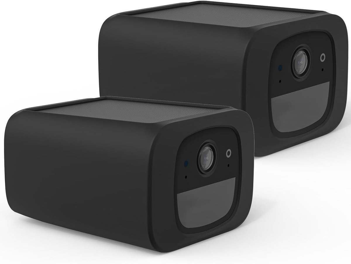 SnelShoppen - Siliconen Hoes voor Beveiligingscamera SoloCam S220 - Zwart - Set van 2 - Bescherming en Stijl voor Buiten en Binnen