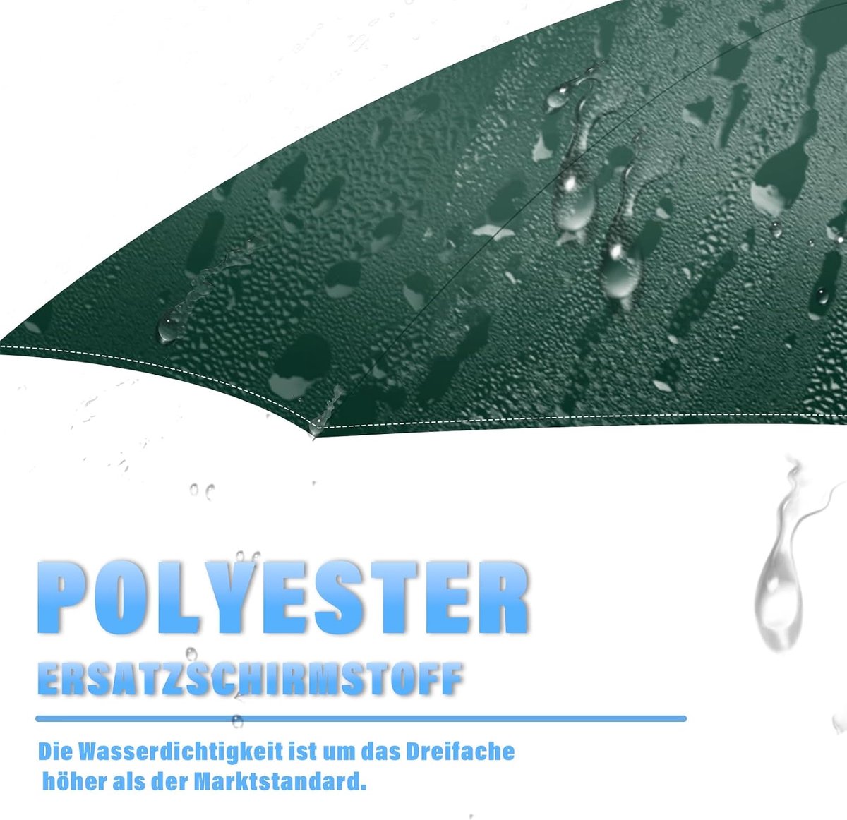 SnelShoppen - 3m Parasol Vervanghoes Donkergroen - 6 Poles UV-Bescherming Waterdicht - 300 cm Polyester 160 g/m² voor Tuin en Terras