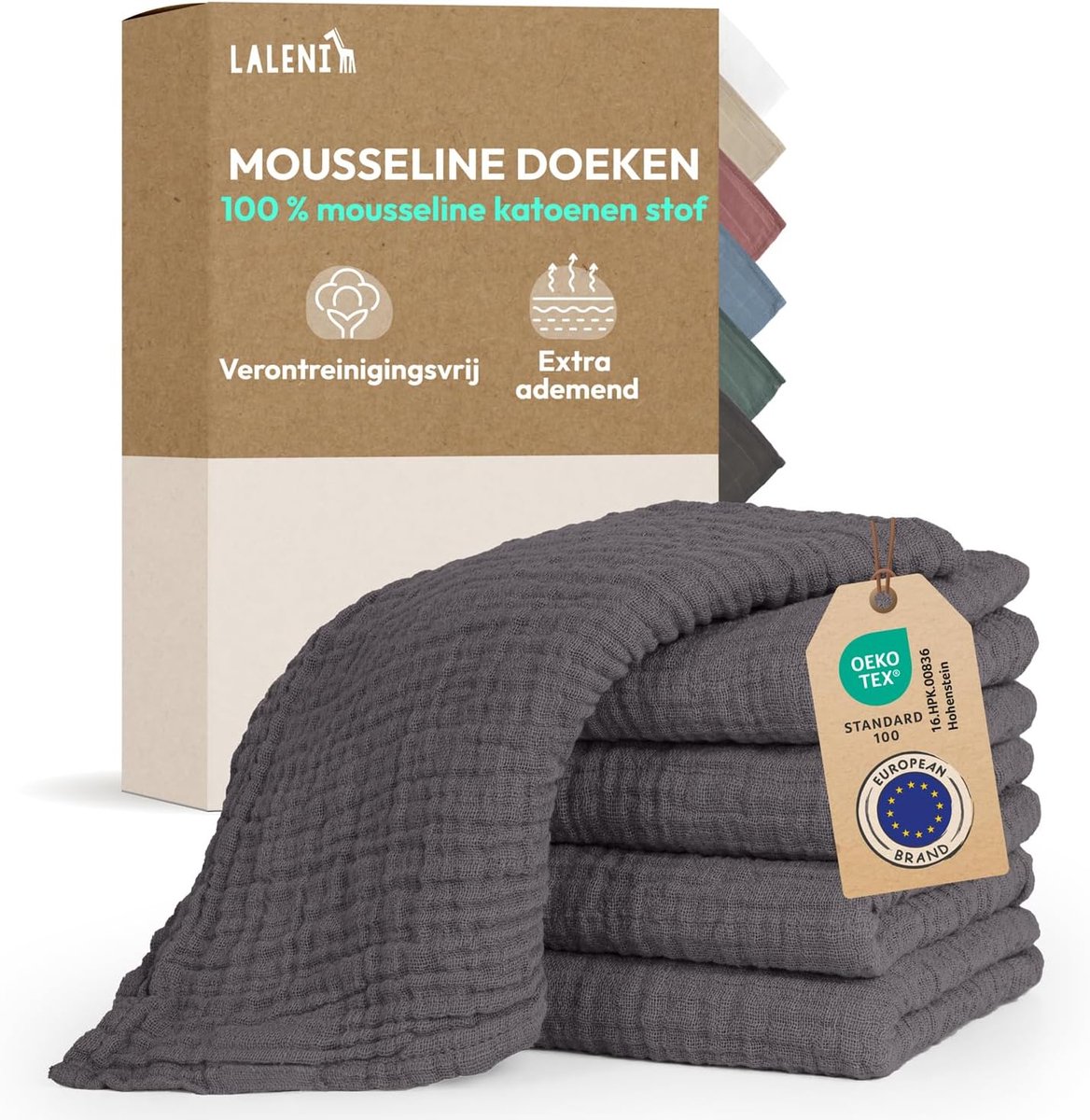 SnelShoppen - Baby Burp Wipes Set van 5 - Absorberende Katoenen Muslin Doeken 70x70 cm - Wasbare Luiers voor Baby's - Veilig en Zacht