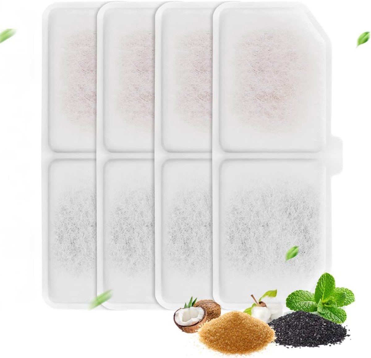 SnelShoppen - Set van 4 Vervangfilters voor Katten Waterfontein - Actieve Houtskool Filters - Compatibel met Diverse Katten Waterdispensers - Gezond D