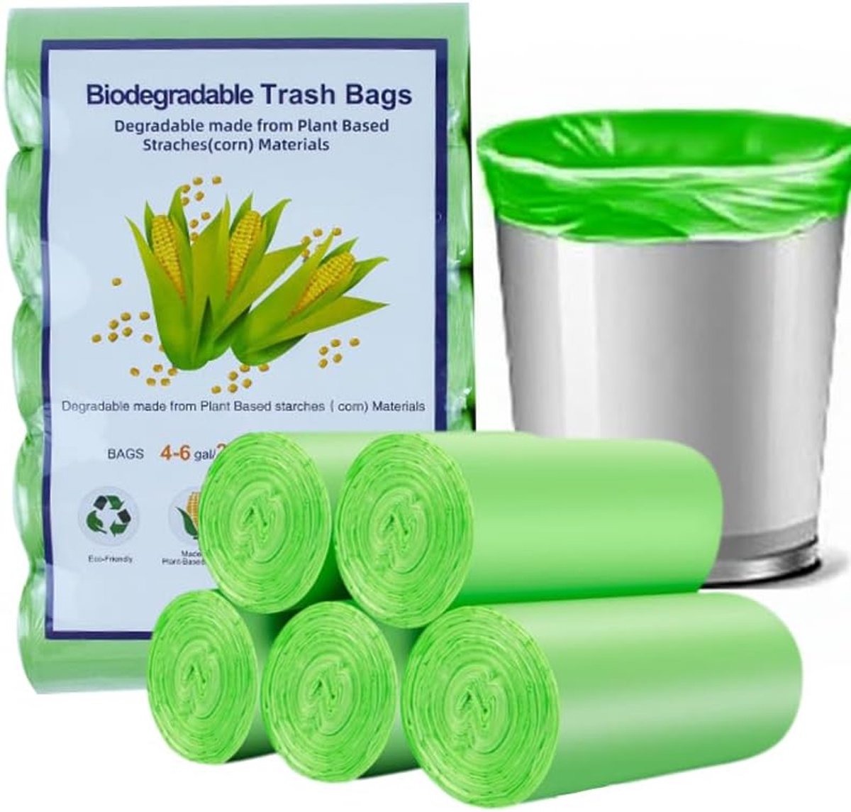 SnelShoppen - 100 Organische Afvalzakken 15L - Biologische en Afbreekbare Keukenafvalzakken voor Compostbakken - Duurzaam en Milieuvriendelijk - Ideaa
