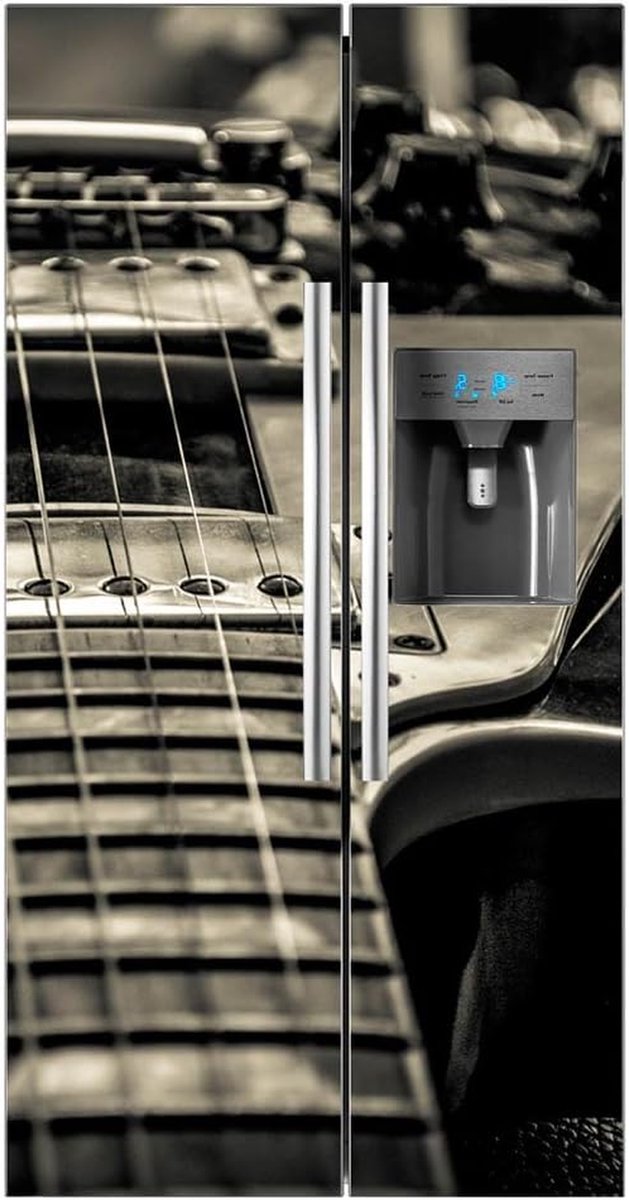Koelkast Sticker - Vinyl Decal - Keuken Decoratie - Elektrische Gitaar Motief - 91 x 176 c