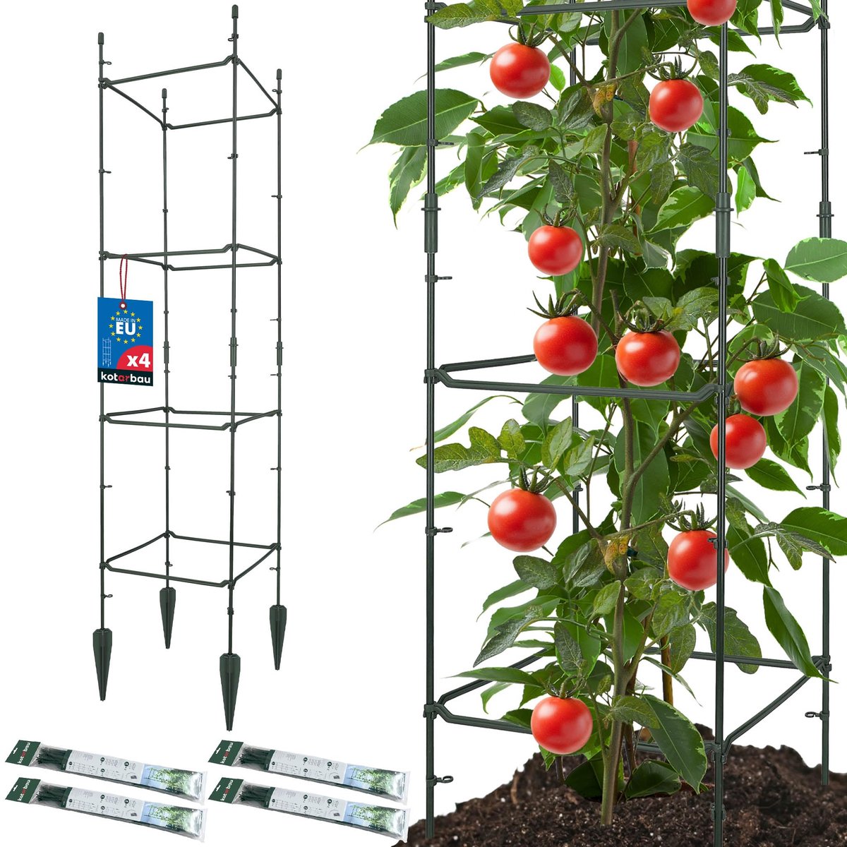KOTARBAU 4 Stuks Plantensteun, Klimplantensteun, Plantengeleider 29x29x120cm