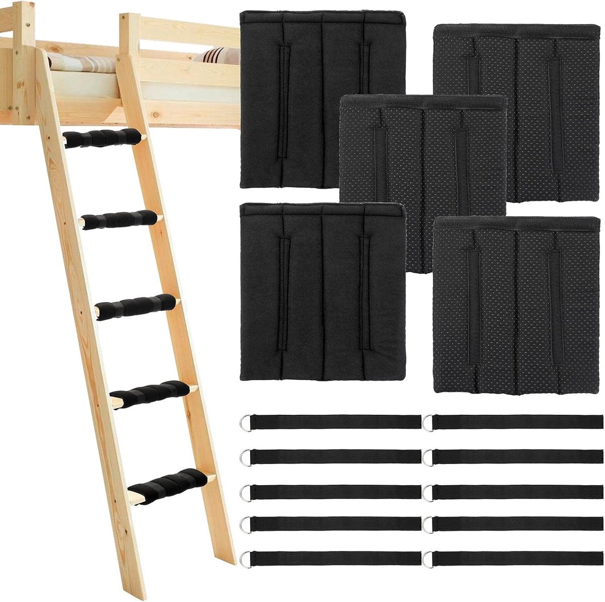 Ladder Pads - Stapelbed Accessoires - Veilig Klimmen - Antislip Schuimkussen - 5 stuks - Zwart
