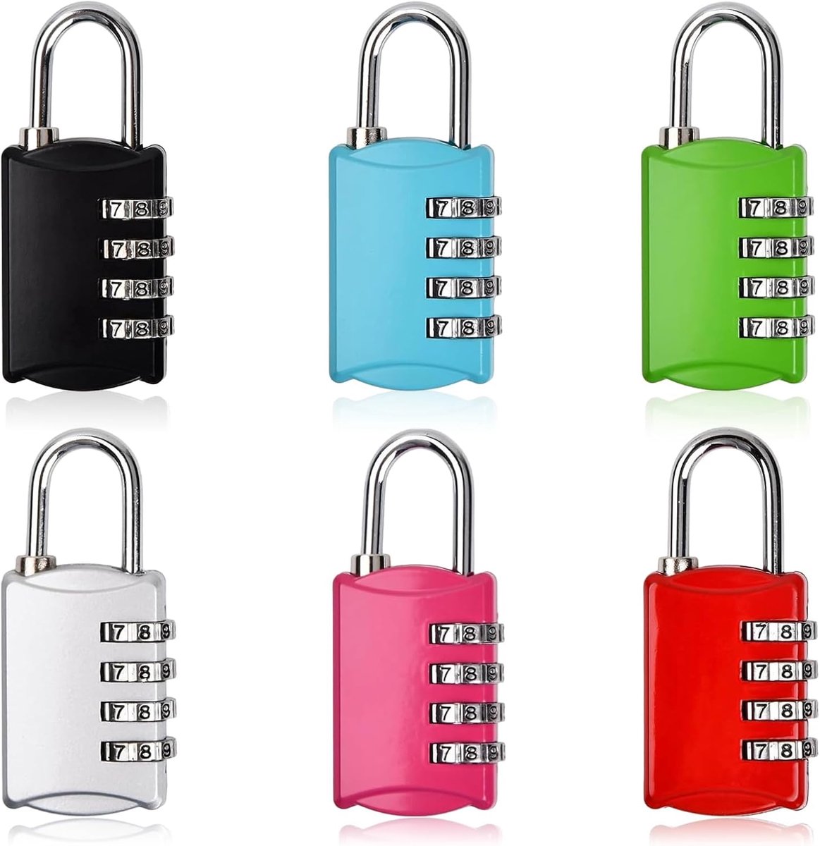 SnelShoppen - 4 Digit Padlock - 6 Stuks - Kleine Combinatieslot - Veiligheidsslot voor Lockers, Garagedeuren, Tuindeuren, Kelders