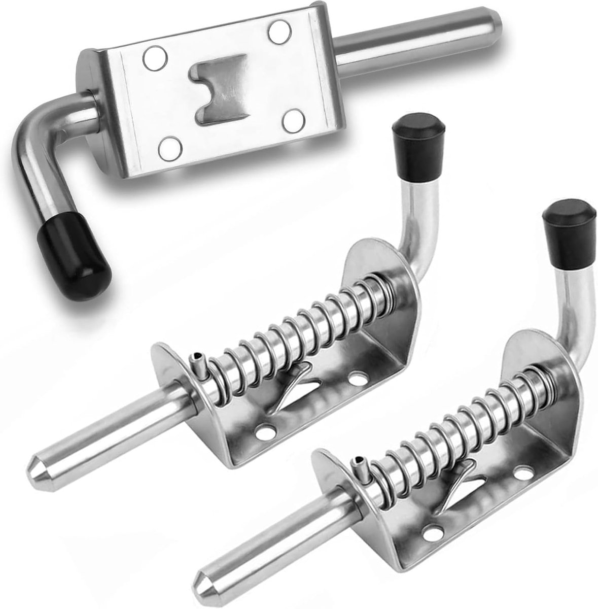 SnelShoppen - 2x RVS Spring Pin Lock - Veilige Spring Loaded Bolt Lock voor Tuin, Garage, Shed - Corrosiebestendig en Duurzaam - Zilver