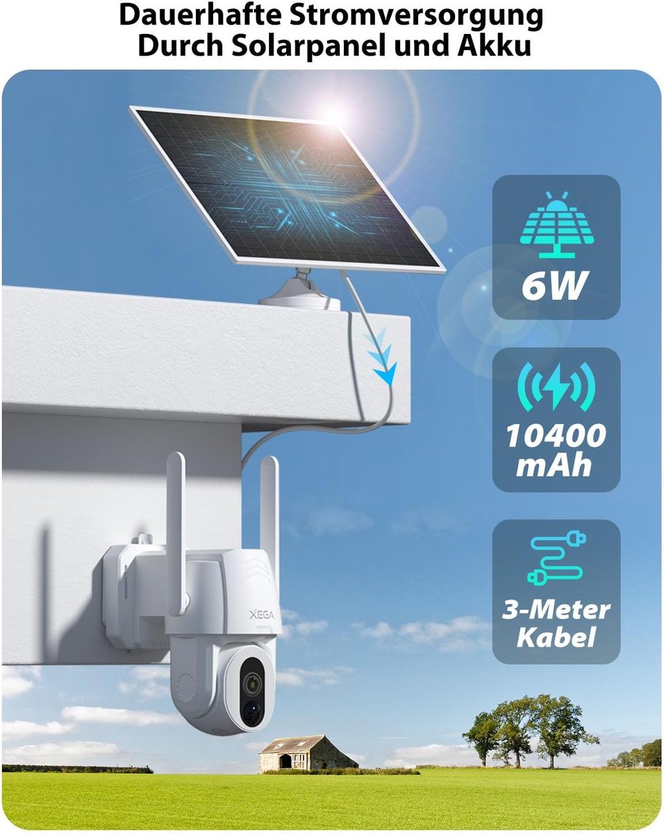 SnelShoppen - 4G LTE Outdoor Camera met SIM Kaart, Draadloos, Zonne-energie, 500 Lumen Floodlight, Bewegingsdetectie, 2-Weg Audio, Kleur Nachtzicht, I