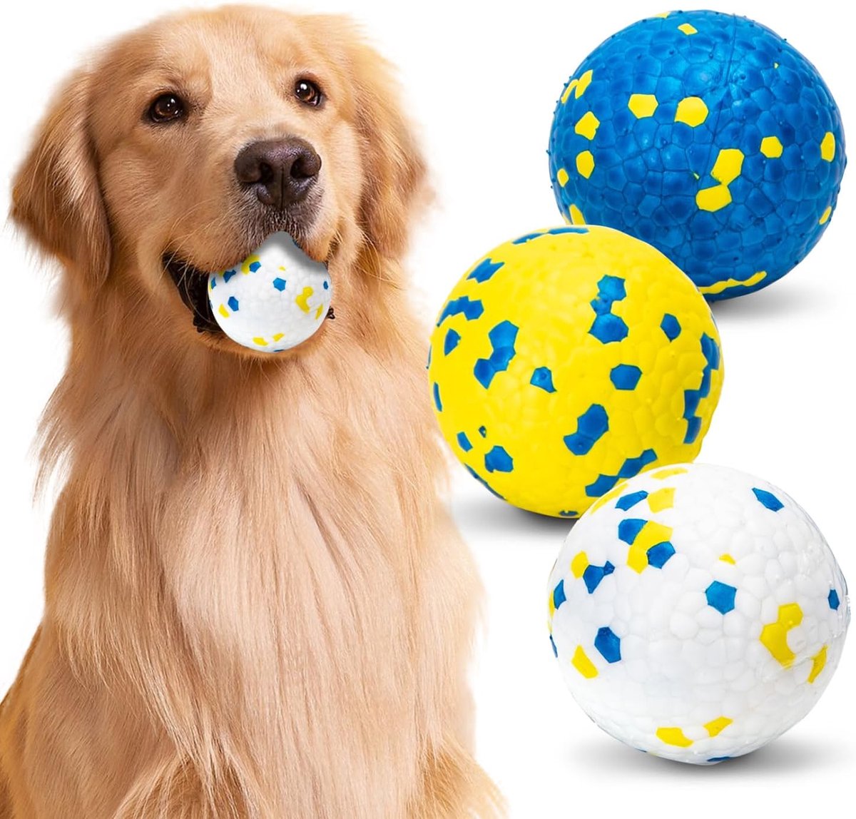 SnelShoppen - Set van 3 Interactieve Hondenballen - Duurzame E-TPU Rubber Ballen - Geschikt voor Kleine, Middelgrote en Grote Honden - Diameter 7.5 cm