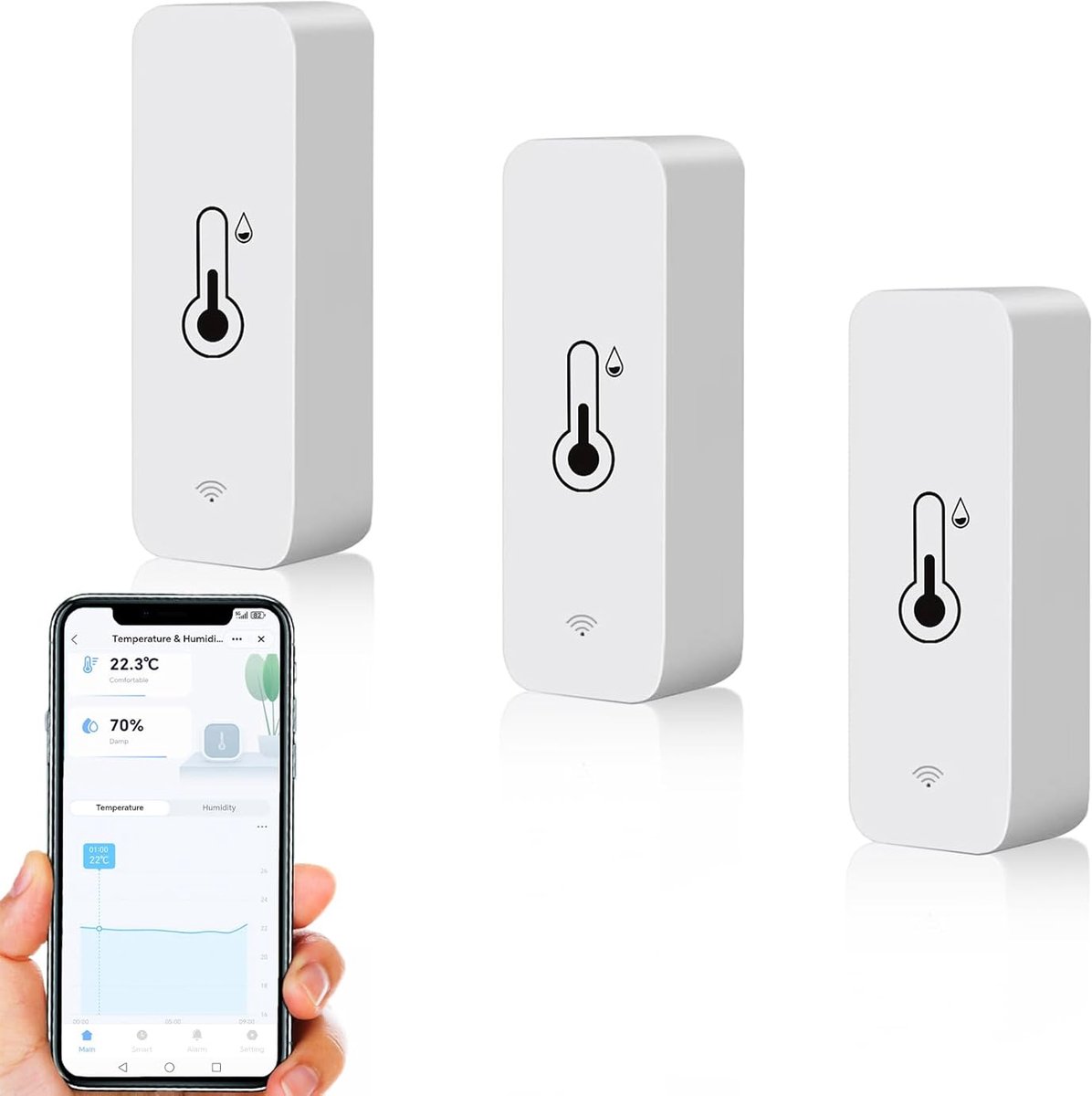 SnelShoppen - Wifi Smart Thermometer Hygrometer - Digitale Mini Temperatuur en Vochtigheid Sensor - App- en Afstandsbediening voor Groentetuin, Kelder
