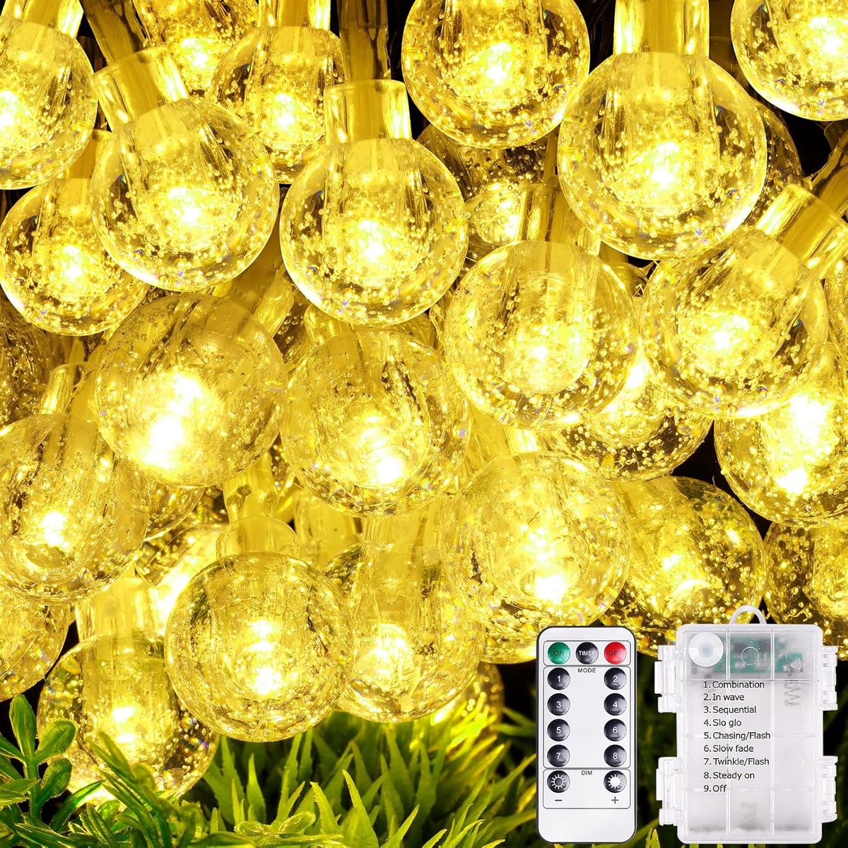 SnelShoppen - LED Ball Fairy Lights 10m - 100 Draad Lichten met Afstandsbediening, Accu-Aangedreven, 8 Verlichtingsmodi, Sfeerverlichting voor Binnen