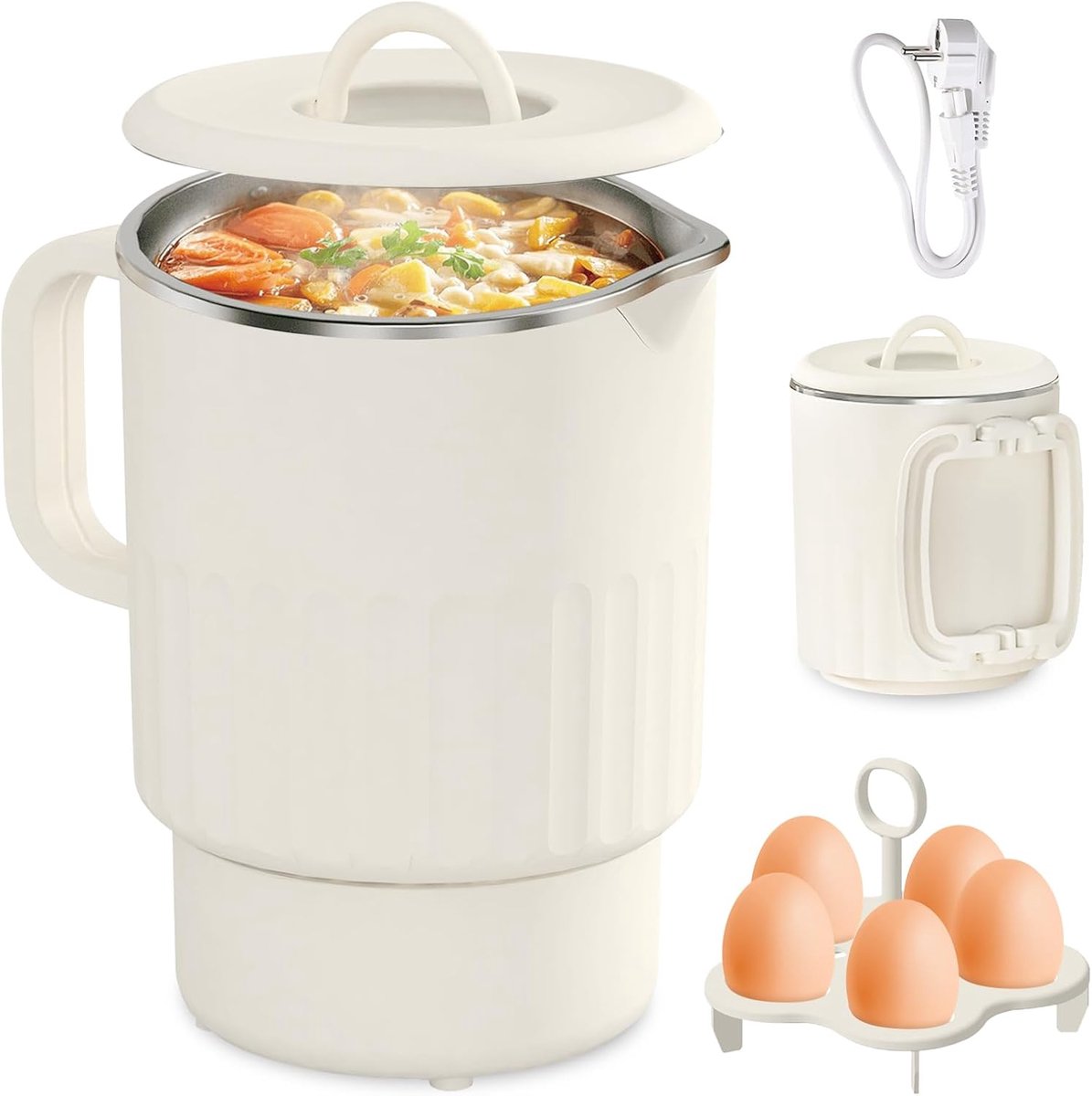 SnelShoppen - Opvouwbare Waterkoker 1 Liter - BPA-vrij, Roestvrij Staal, 600W - Draagbare Elektrische Waterkoker voor Camping, Reizen en Buiten Gebrui