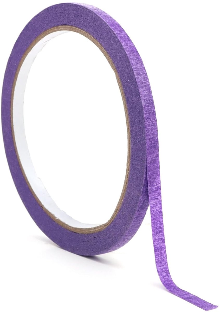 Thijox - Afplakband 5 mm x 20 m Paars - Decoratief Zelfklevend voor Knutselen, Schilderen en Decoratie - Hoogwaardig Gelijmd Papier voor Handwerk en L