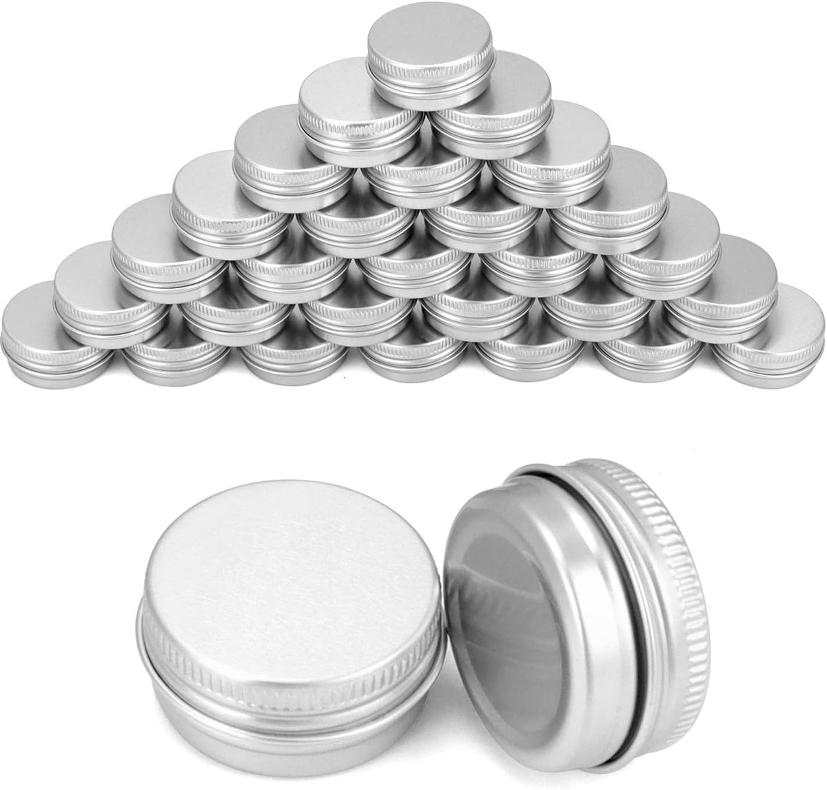 SnelShoppen - 30x Aluminium Crèmepotjes met Deksel - Ronde Lege Potten voor Crèmelotion en Sieraden - 30 ml - Anti-corrosie en Lekvrij - Perfect voor