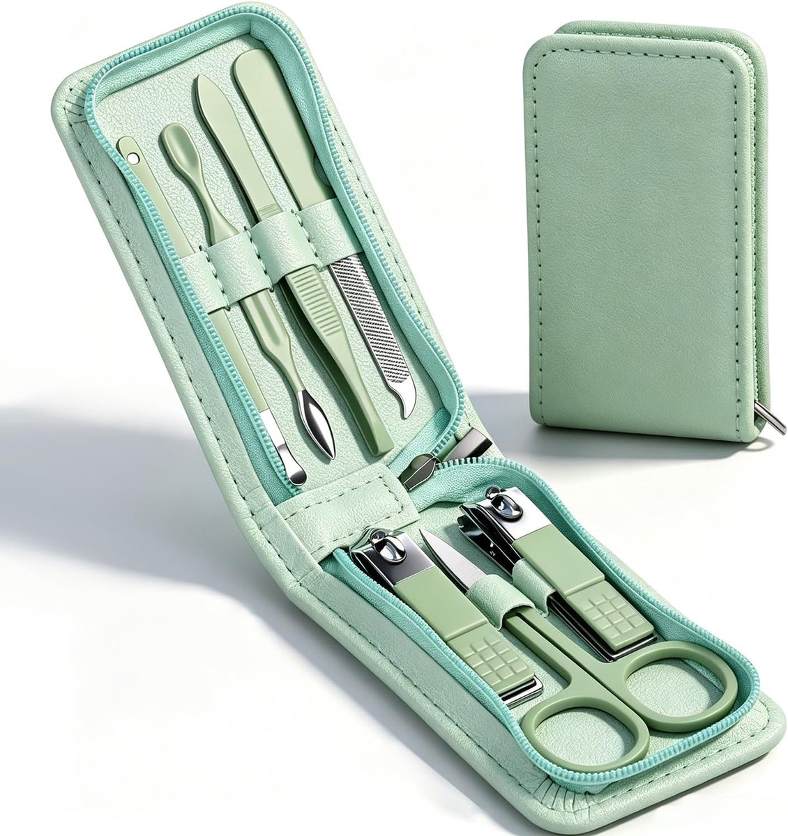 Thijox - 7-delige manicureset roestvrij staal, nagelverzorging kit, nagelknipper set, beautygereedschap voor mannen en vrouwen, reisverzorgingset met