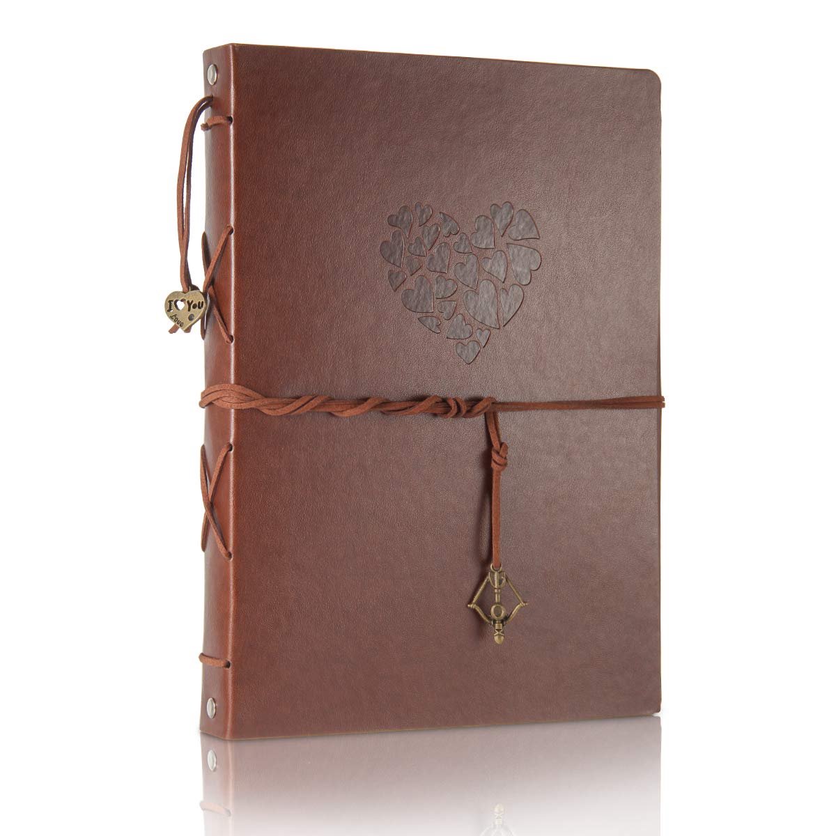 SnelShoppen - Vintage Leren Notitieboek A5 Navulbaar - Schetsboek met 200 Kraft Pagina's - Blanco Reisjournalen met Ringband en PVC Tas - Perfect voor