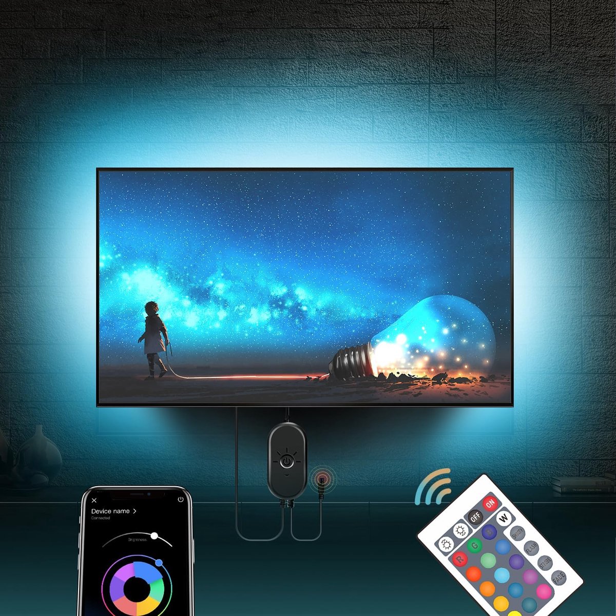 Thijox - LED Strip 4m Smart TV-Achtergrondverlichting voor 55-75 inch TV, USB LED Strip Light, App Bestuurbaar, Kleurrijke Achtergrondverlichting voor