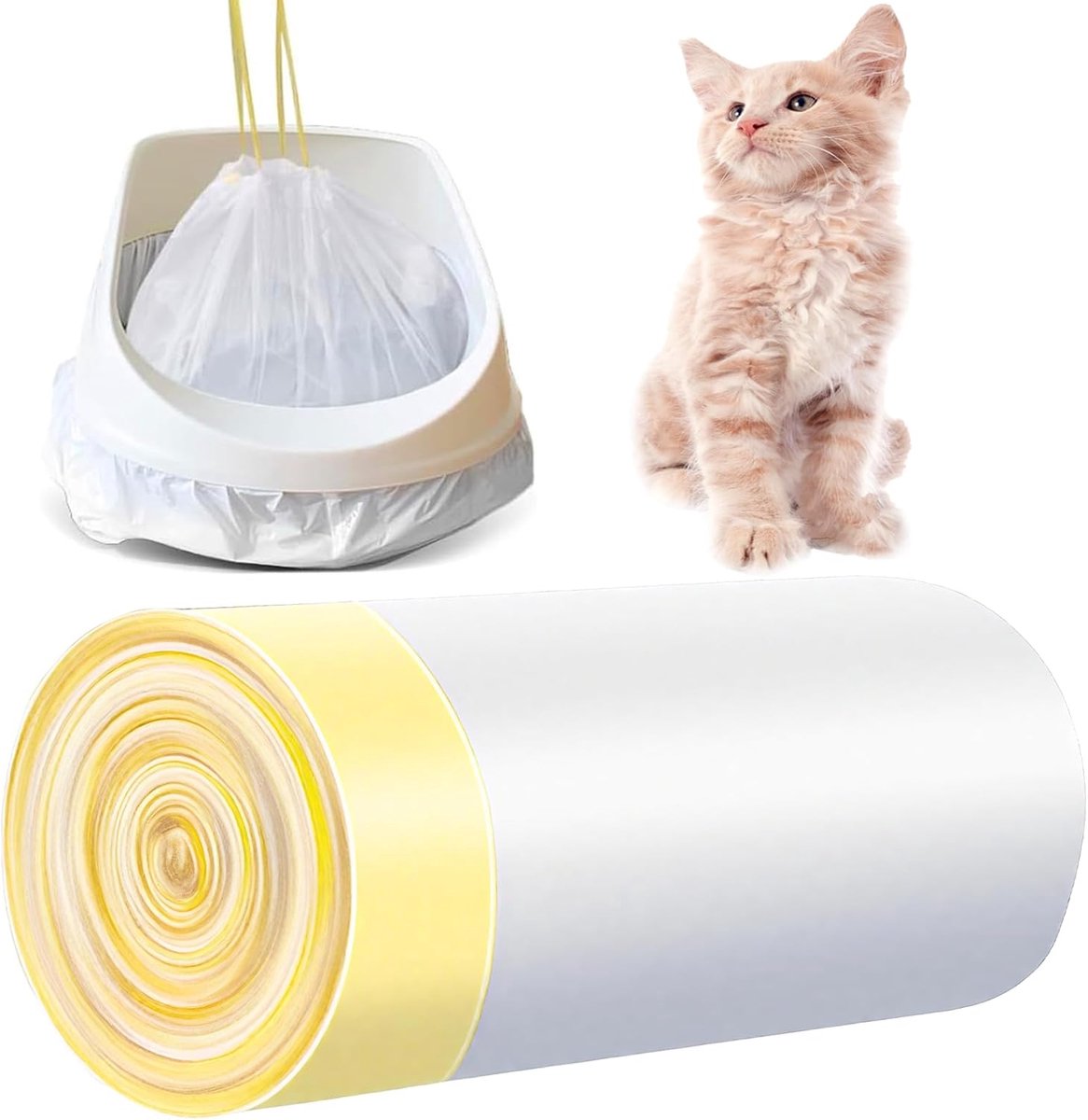 SnelShoppen - 20 stuks Kattenbakzakken 95 × 45 cm Vloeistofdichte Kattenbakzakjes met Trekkoorden - Duurzaam en Scheurvast voor Eenvoudig Wisselen van