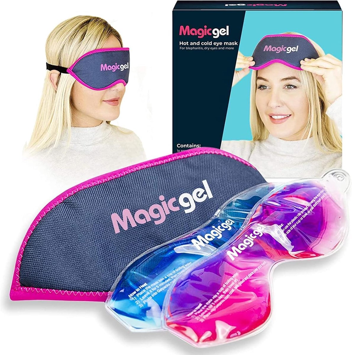 SnelShoppen - Magic Gel Verwarmd Oogmasker Verkoelend Oogmasker voor Snelle Ontlasting, Comfortabel Gezichtskompres voor Vermoeide en Zwollen Ogen, Wa
