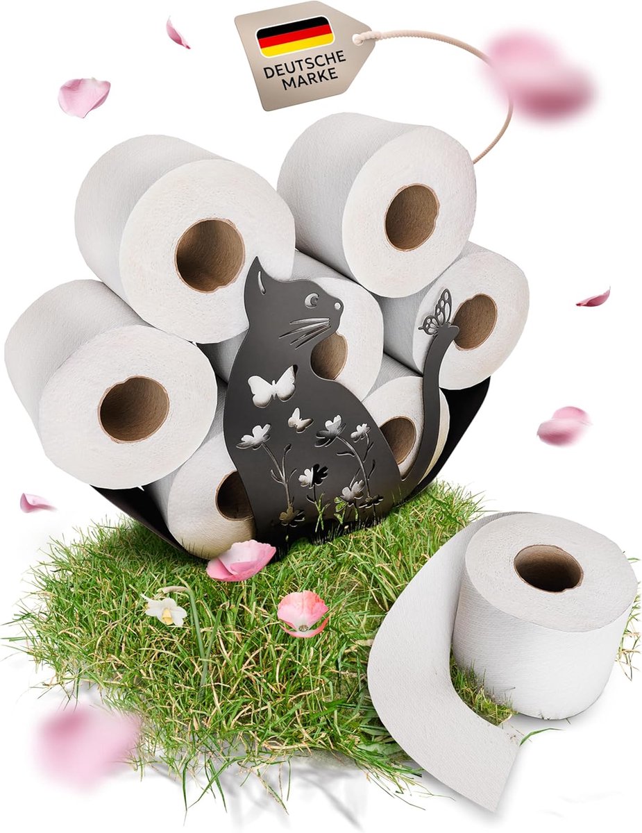 SnelShoppen - Toiletpapierhouder Kat Staand Zwart - Decoratieve Wc-Rolhouder - Opslag Toiletpapier voor Thuisgebruik - Ideaal voor Badkamer en Toilet