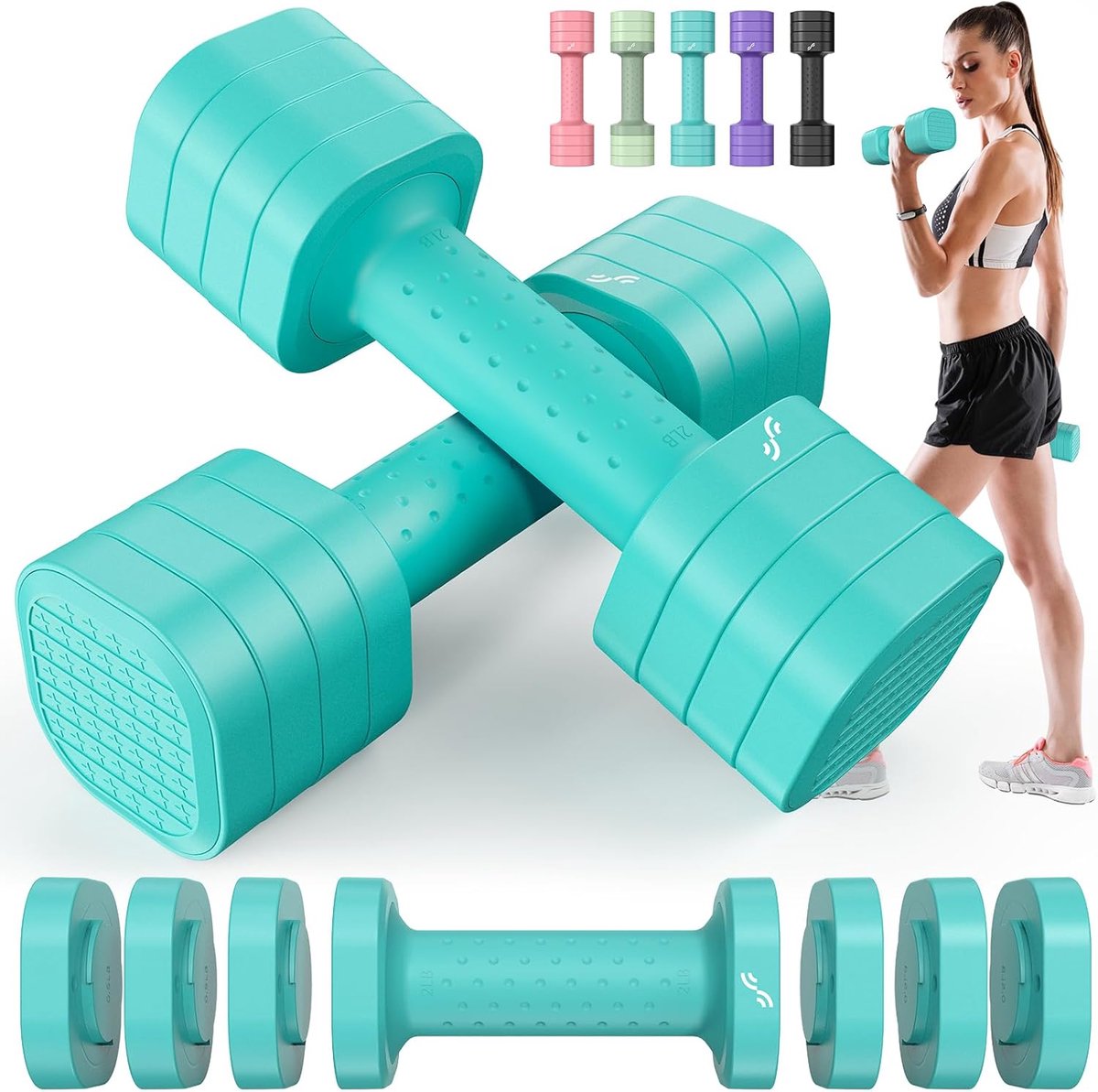 SnelShoppen - Sportneer Dumbbell Set voor Vrouwen, Verstelbare Dumbbells 0.9-2.3 kg, 4-in-1 Gewichten, Compacte Fitness Dumbbell Set voor Thuis Gym Tr