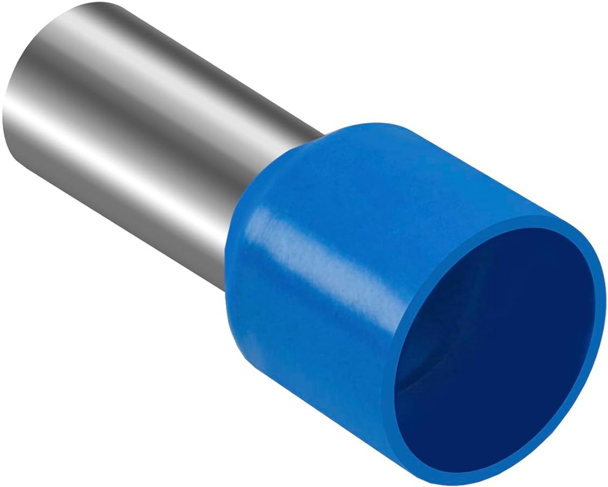 SnelShoppen - Cord End Terminal E16-12 AWG 6/16 mm², Geïsoleerde Koperen Crimpconnector, Blauw, Verpakking van 100 Stuks, Max 95 A, 600 V