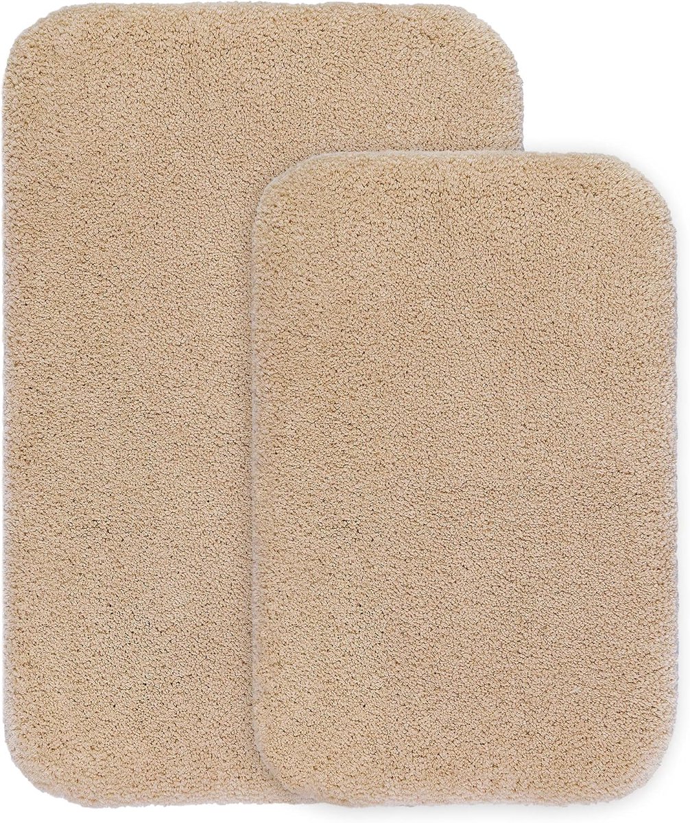 SnelShoppen - Set van 2 Badmat - Extra Dikke & Super Zachte Badkamer Rug - Antislip en Hoge Absorptie - Machinewasbaar - 40 x 60 cm + 50 x 80 cm (Beig