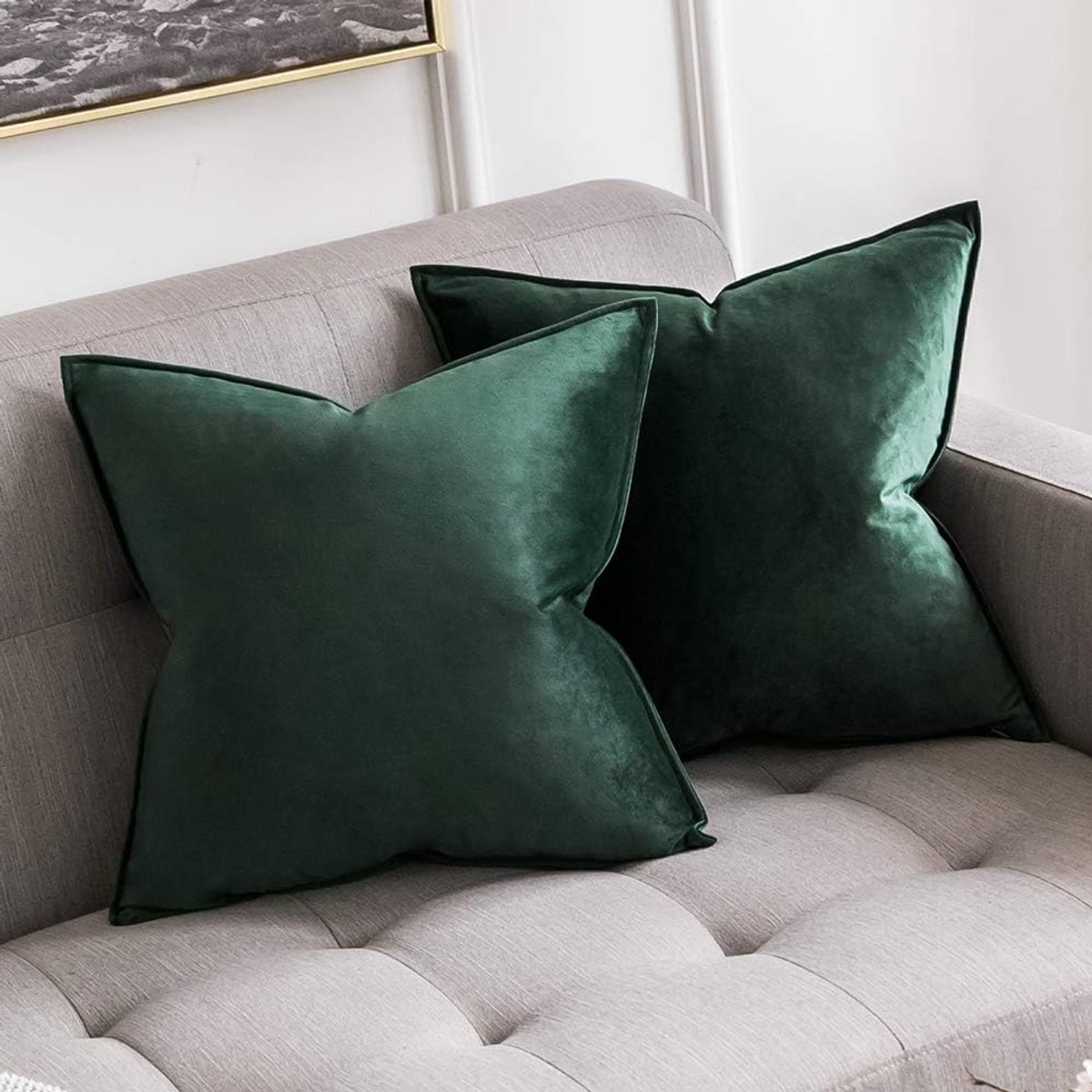 SnelShoppen - Set van 2 Luxe Velvet Decoratieve Kussenhoezen 50x50cm - Zachte Fluwelen Kussencovers voor Woonkamer, Slaapkamer, Sofa - Elegant en Duur