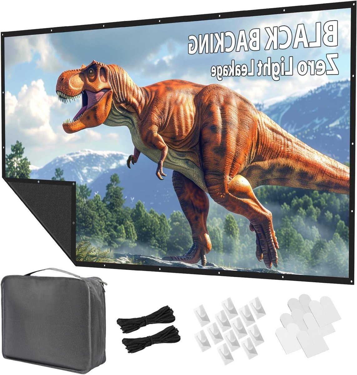 Projectiescherm 72 inch - Draagbaar scherm - Thuisbioscoop creëren - Kreukvrij en wasbaar - 16:9 formaat - Zwart