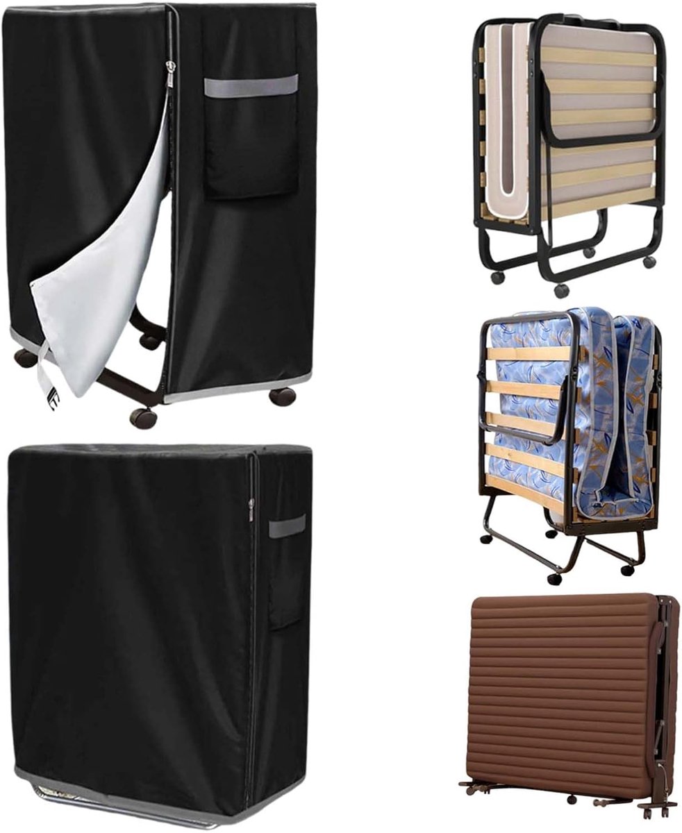 Thijox - Afdekking voor eenpersoonsbed, klapbed en ligstoel, waterdichte en zonbestendige beschermhoes, zwart 99x38x114 cm met ritssluiting