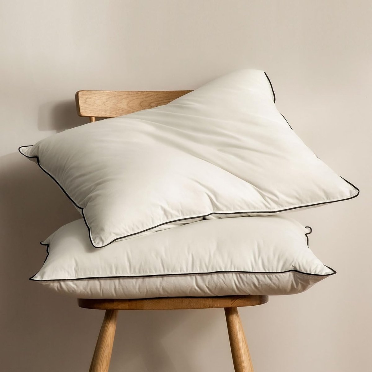 SnelShoppen - BPC 3-Layer Down Pillow 80x80 cm - Luxe Down en Veer Kussen, Zacht Medium, Ademend, Wasbaar, Oeko-Tex Gecertificeerd, Set van 2