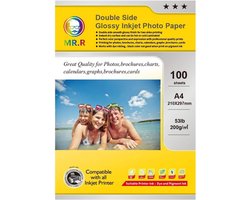 SnelShoppen - Double Sided Glossy Inkjet Photo Paper 200gsm A4 - 100 Vellen - Perfect voor Foto's, Folders, Charts, en Cale