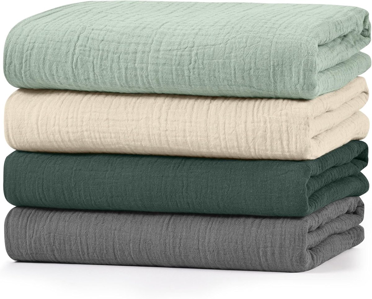 SnelShoppen - Kinder Wikkeldeken 95 x 100 cm - Set van 4 - Baby Kleding en Wikkeldoeken - 100% Katoen - Geschikt voor Nieuwe Borns - Ademend en Zacht