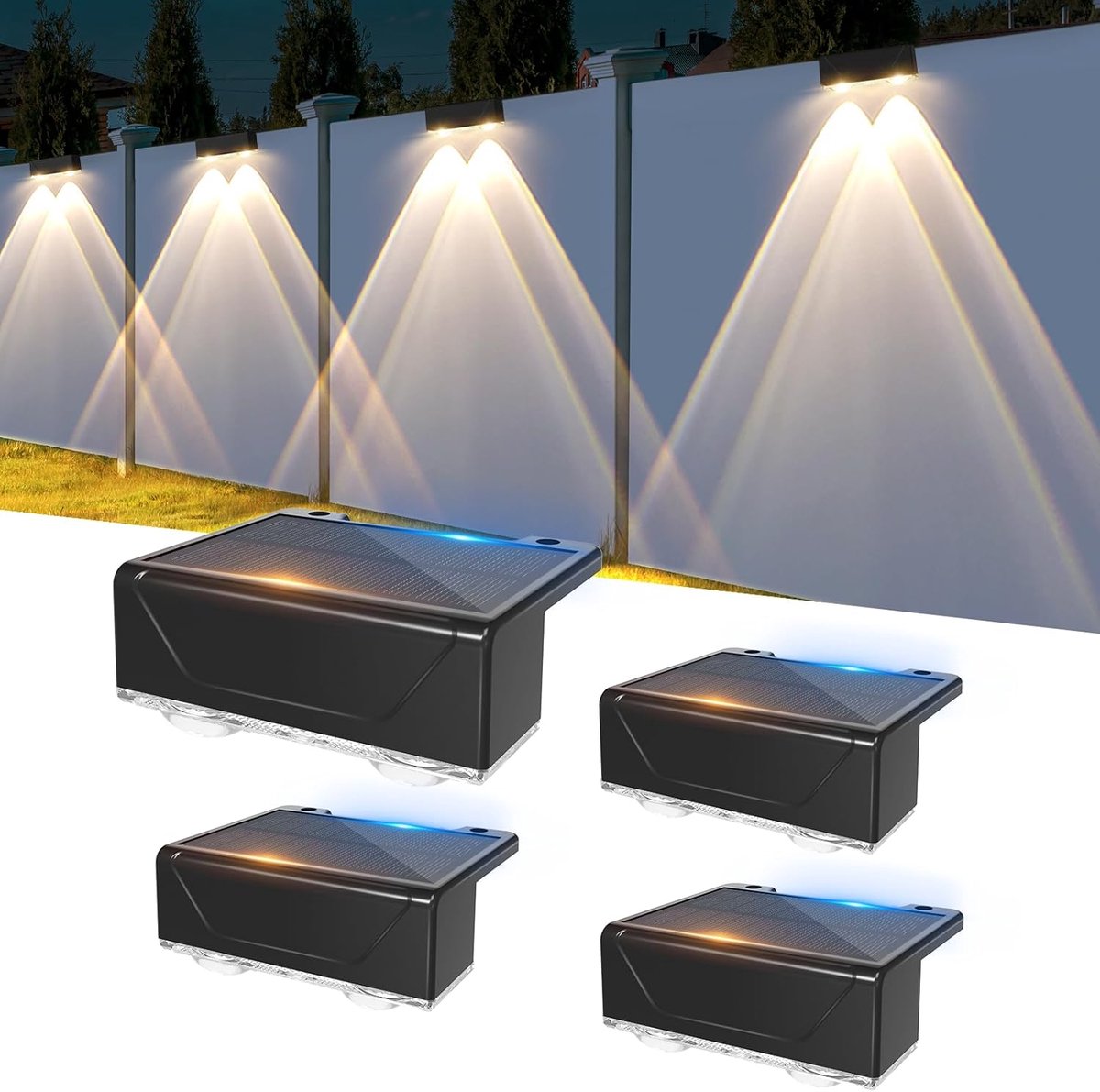SnelShoppen - Solar Hekverlichting 4 Stuks - Waterdichte Solar Lampen voor Buiten - Terras
