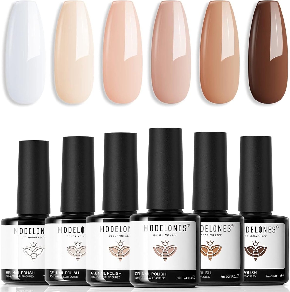 SnelShoppen - Gel Nagellak Set 6 Kleuren UV/LED Beige Bruin Nagellak voor Nail Art Manicure Set, Professionele en Thuis Gebruik, Perfect voor Feest en