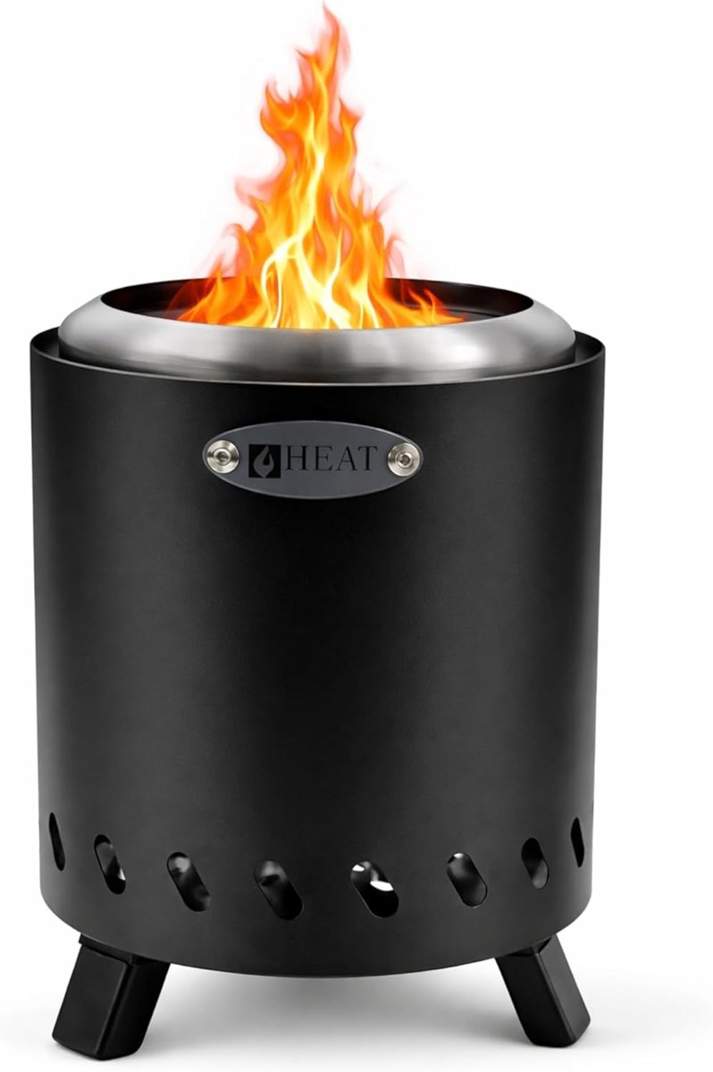 SnelShoppen - HEAT Rokfri Smoking Fire Pit - Compacte Rookvrije Tuhaard - 16x16x20cm - Zwart - Ideaal voor Balkon, Terras, Tuin, Feest, Camping