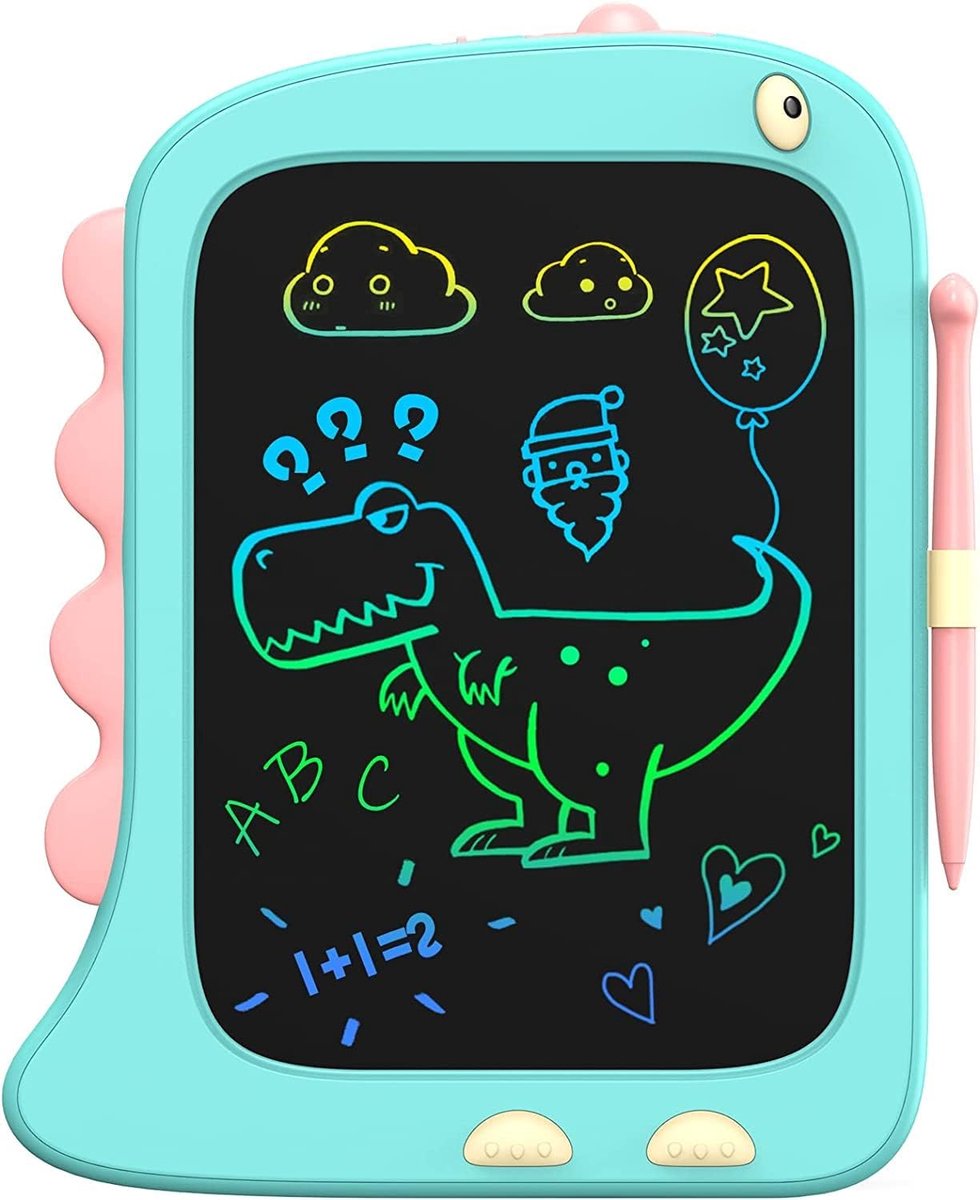 SnelShoppen - LCD Schrijfbord 8,5 Inch Tekenbord voor Kinderen - Blauwe Schrijftablet voor Jongens en Meisjes - Dinosaurus Ontwerp - Speelgoed voor 3-