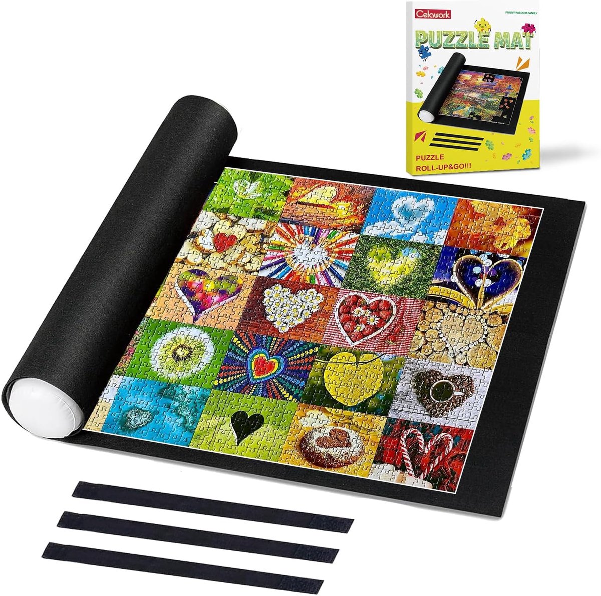 SnelShoppen - Jigsaw Puzzle Mat voor 1000 Stukken | Geschikt voor 500-1000 Puzzels | Inclusief Opbergmat en Opblaasbare Buizen | Ideaal voor Puzzel Li