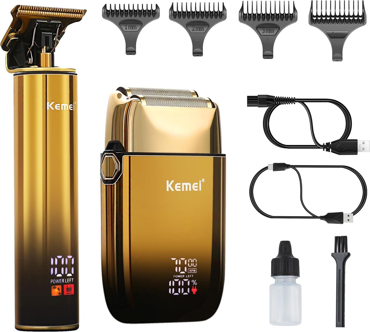 SnelShoppen - Elektrische Folienrasierer voor Mannen met Dubbele Flexibele Bladen, Baardtrimmer, Haartrimmer, Oplaadbaar, Waterdicht, Perfect voor Vad